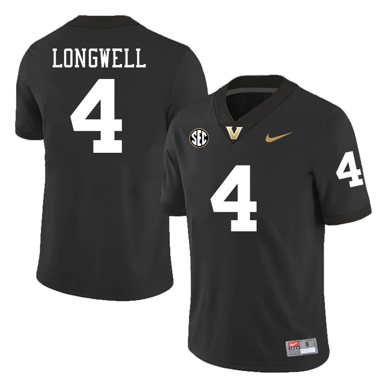 Bryan Longwell Jersey,Vanderbilt Commodores #4 Bryan Longwell Football Jersey,Uniforms-Black